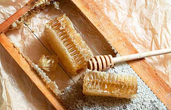 Honiglöffel und Honigwaben