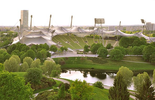 Ausblick über den Münchener Olympiapark