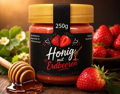Honig mit Erdbeeren