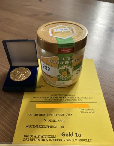 Auszeichnung mit Gold1a bei der Honigprämierung 2023