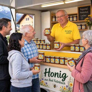 Honig aus Bad Feilnbach – regional, natürlich und mit Liebe gemacht, verkaufen wir unseren Honig auf den Märkten. Der Honig wird mit viel Sorgfalt gewonnen und abgefüllt – für ein Stück bayerischen Naturgenuss im Glas.